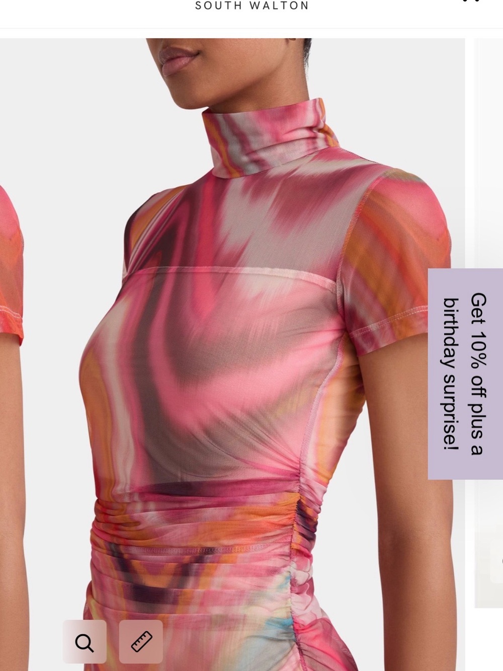 Amanda Uprichard Pink Multi-Color High Neck Short Sleeve Dress